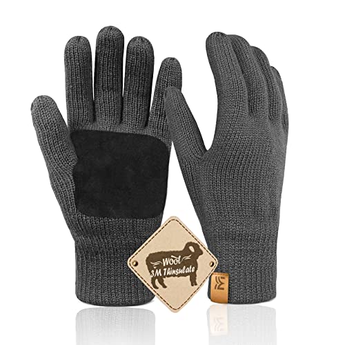 Migliore Wear Winterhandschuhe Herren Damen, Rutschfester Griff Thermohandschuhe, Warme Wollhandschuhe für Radfahren Fahren Camping Wandern Angeln(Grau-S/M) von Migliore Wear