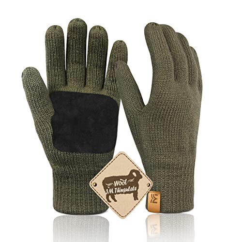 Migliore Wear Winterhandschuhe Herren Damen, Rutschfester Griff Thermohandschuhe, Warme Wollhandschuhe für Radfahren Fahren Camping Wandern Angeln(Grün-S/M) von Migliore Wear