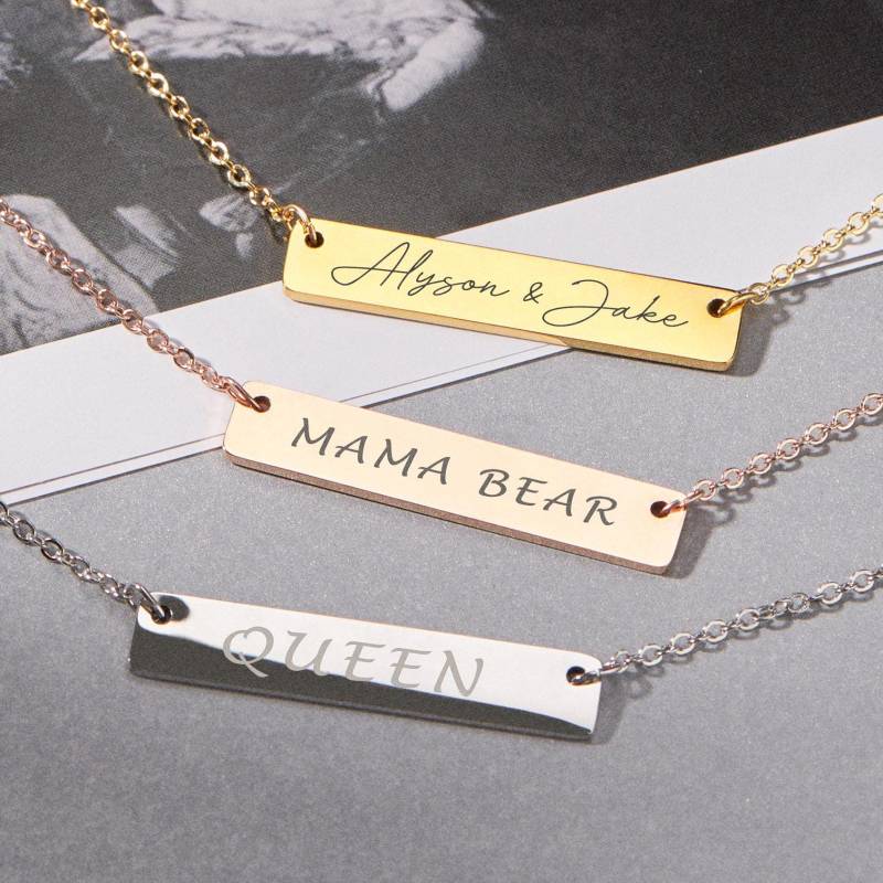 Halskette Mit Gravur Für Frauen Personalisierte Name Bar Geburtstagsgeschenk Freundschaft Passende Halsketten Geschenk Ihre Oma von MignonandMignon