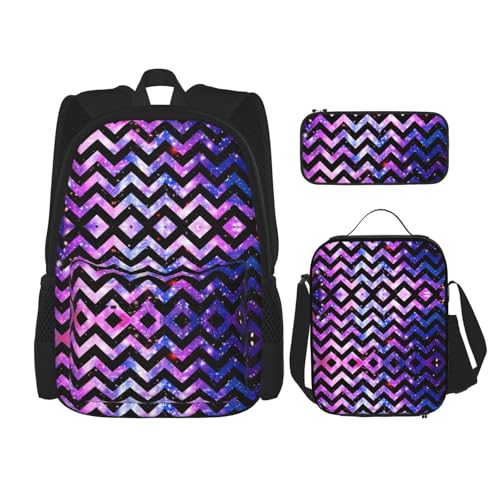 Migpkd Galaxy Schultasche, Federmäppchen, Lunch-Tasche, Kombinationsrucksack für Kinder, Schule, Büchertasche von Migpkd