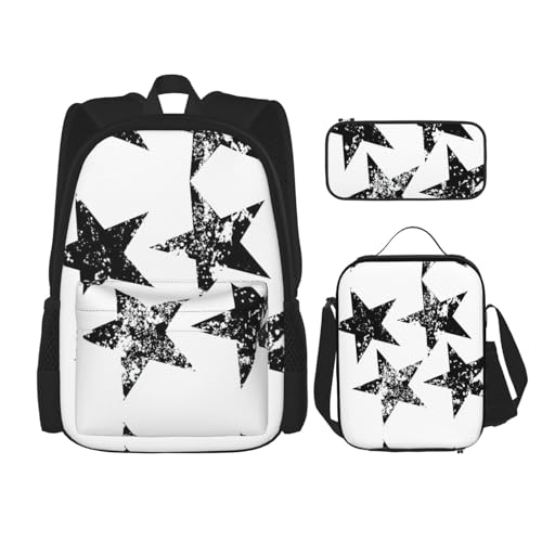 Migpkd Star Schultasche, Federmäppchen, Lunch-Tasche, Kombinationsrucksack für Kinder, Schule, Büchertasche von Migpkd