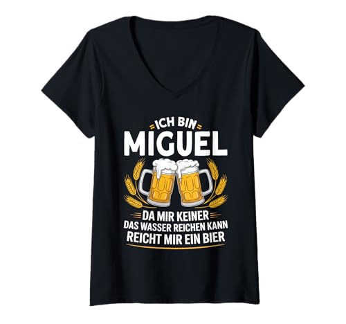 Damen Lustiger Biertrinker Spruch für Miguel T-Shirt mit V-Ausschnitt von Miguel Vorname Lustiger Spruch für Biertrinker