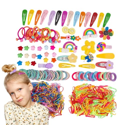Mihauuke Haargummi und Clip-Set, Haar-Accessoires-Set,Elastische Haargummis | Haarspangen-Haargummi-Set, Haarspangen, Pferdeschwanzhalter, Haargummis, Haarband-Set für Kinder von Mihauuke