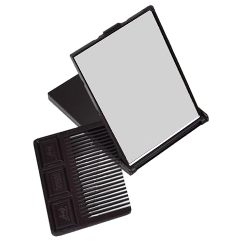 Mihauuke Kompaktspiegel mit Pinsel, Reisepinsel mit Spiegeln | Reisespiegel-Haarbürsten-Set - Haarstyling-Werkzeuge, Make-up-Kosmetikspiegel in Schokoriegelform, Klappspiegel für Mädchen und Frauen von Mihauuke