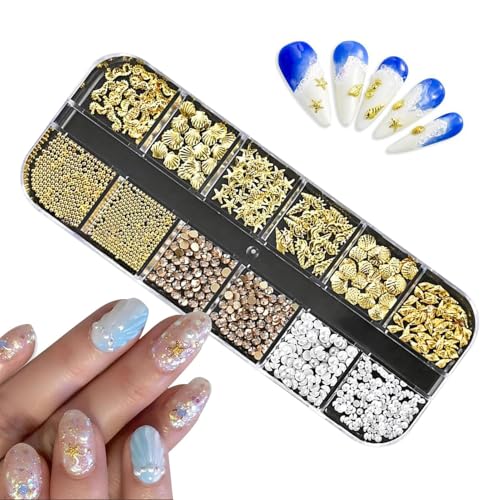 Mihauuke Nageldekoration | Glänzender Nagellack-Deko-Set | Strass Maniküre Zubehör Mit Aufbewahrungsbox Für Urlaub Alltag Hochzeit Zuhause Mädchen Frauen von Mihauuke