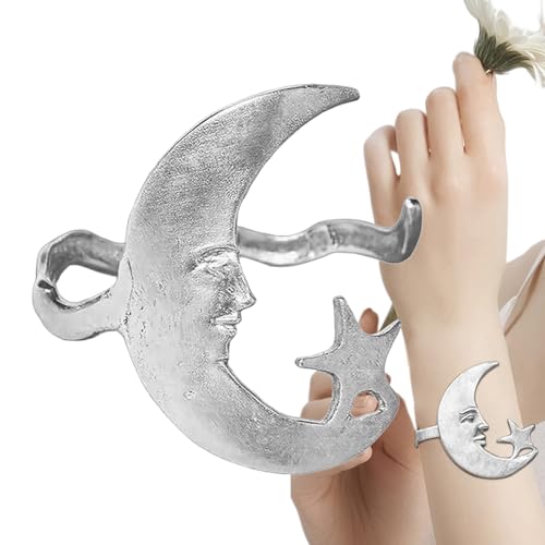 Mihauuke Stern Mond Offener Armreif - Stern Und Mond Armreif Armband - Verstellbarer Charm Schmuck Für Frauen Jugendliche Mutter Schwester Tochter Freundinnen von Mihauuke