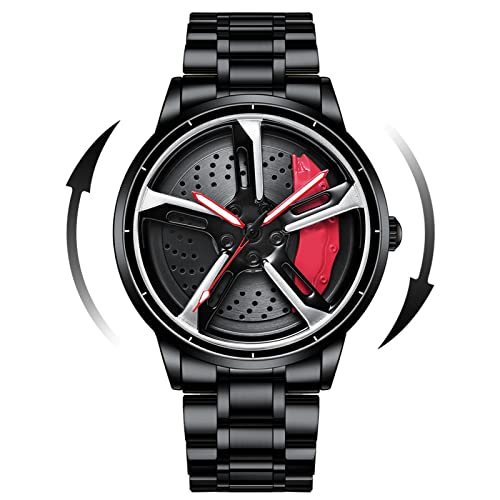 Mihawk Felgenuhr Herren - Motorsport Armbanduhr im 3D Felgendesign aus Edelstahl - Custom Designer Uhr mit Mineralglas - Quarzuhr (X-RS7) von Mihawk