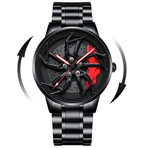 Mihawk Felgenuhr Herren - Motorsport Armbanduhr im 3D Stereoskopische Auto-Raduhr Mode Sportuhren wasserdichte Felgennabe Auto-Enthusiasten-Armbanduhr (X-570S) von Mihawk