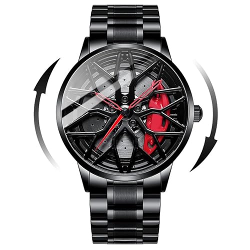Mihawk Felgenuhr Herren - Motorsport Armbanduhr im 3D Stereoskopische Auto-Raduhr Mode Sportuhren wasserdichte Felgennabe Auto-Enthusiasten-Armbanduhr (X-G63) von Mihawk