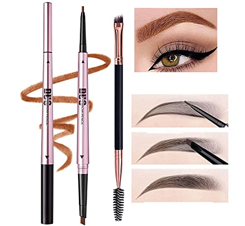 Mihqy Augenbrauenstift, mit Augenbrauenpinsel, Double Ended Precision Waterproof Brow, Professional Makeup Augenbrauenstift, Wasserdicht Langanhaltend Augenbrauenstift （2PCS,Orange Brown） von Mihqy