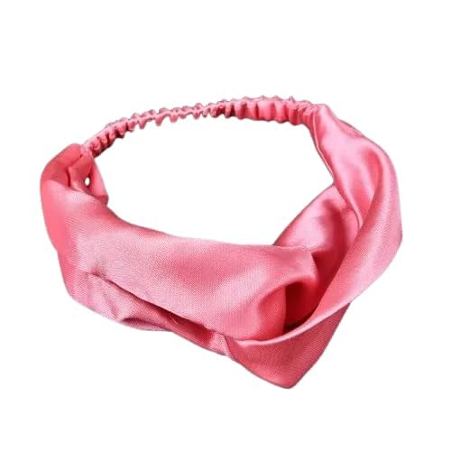 Mihu Creation Luxuriöse Satin-Haarbänder | 1 Stück | Turban-Haarband im koreanischen Stil | gedrehtes Kreuz geknotetes Stirnband | elastisches Haarband (Rosa) von Mihu Creation