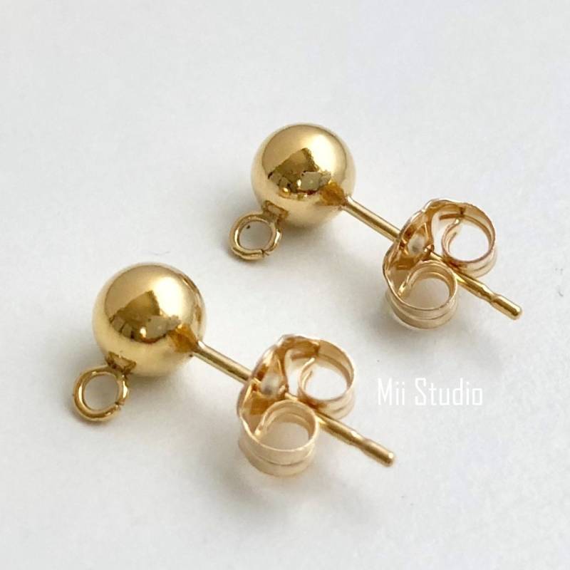 14K Gold Fill 5mm Ball Bead Ohrring Post Ohrstecker Mit Schmetterlingsohrringrücken 4 Stück 10 E72G 14K Gold Fill 5mm Ball Bead Ohrring Post Ohrstecker Mit Schmetterlingsohrringrücken 4 Stück 10 E72G von MiiStudio