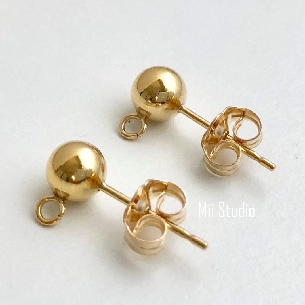 14K Gold Filled Ohrdraht Post Mit Schmetterling Ohrringträger 10 Stück 3mm Kugel Perlen Ohrring E28G 14K Gold Filled Ohrdraht Post Mit Schmetterling Ohrringträger 10 Stück 3mm Kugel Perlen Ohrring E28G von MiiStudio