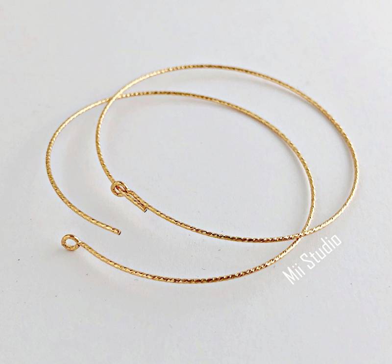 14K Gold Gefüllt 45 Mm Funkelnde Perlenohrringe Große Runde Ohrring Ohrdraht 2 Stück 4 10 E71G von MiiStudio