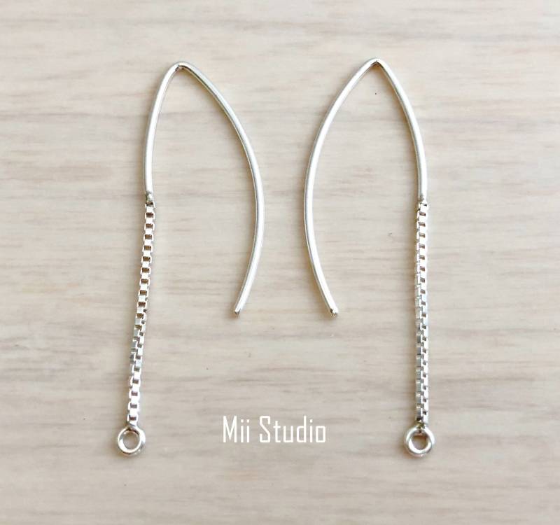 2 Stück Sterling Silber V-Form Ohrhaken Mit 3/4"Kette E67S 2 Stück Sterling Silber V-Form Ohrhaken Mit 3/4"Kette E67S von MiiStudio