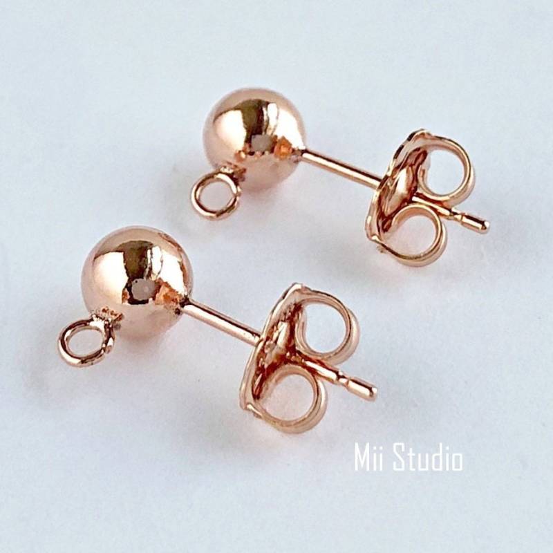 3mm Kugel Perlen Ohrstecker 14K Rosegold Filled Mit Schmetterlingsrückseite E28Rg von MiiStudio