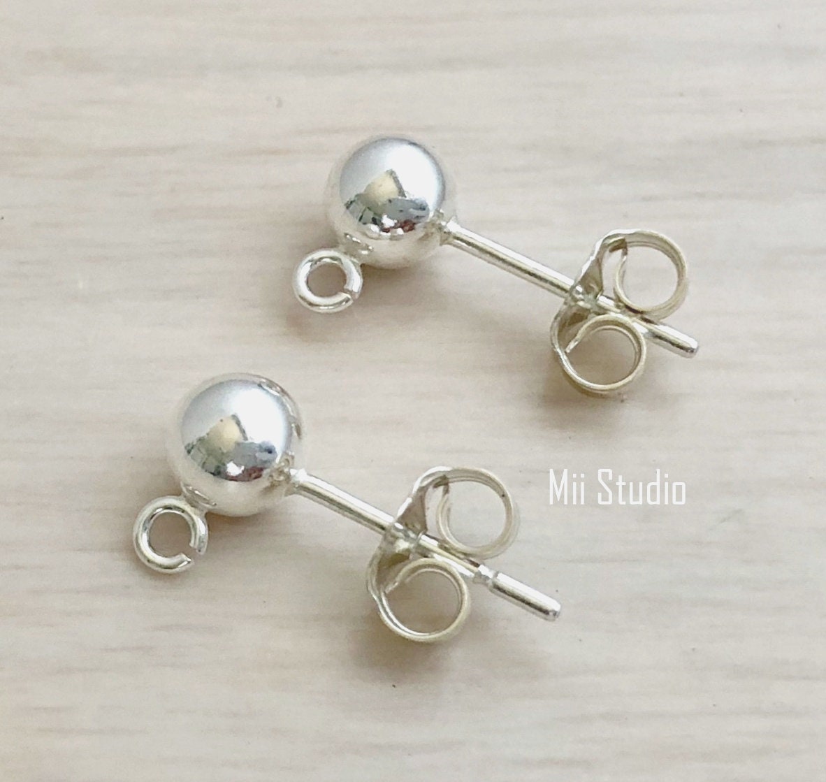 5mm Kugel Perle Ohrring Post 925 Helle Sterling Silber Ohr Mit Schmetterling Unterlage 10Pcs E72S 5mm Kugel Perle Ohrring Post 925 Helle Sterling Silber Ohr Mit Schmetterling Unterlage 10Pcs E72S von MiiStudio