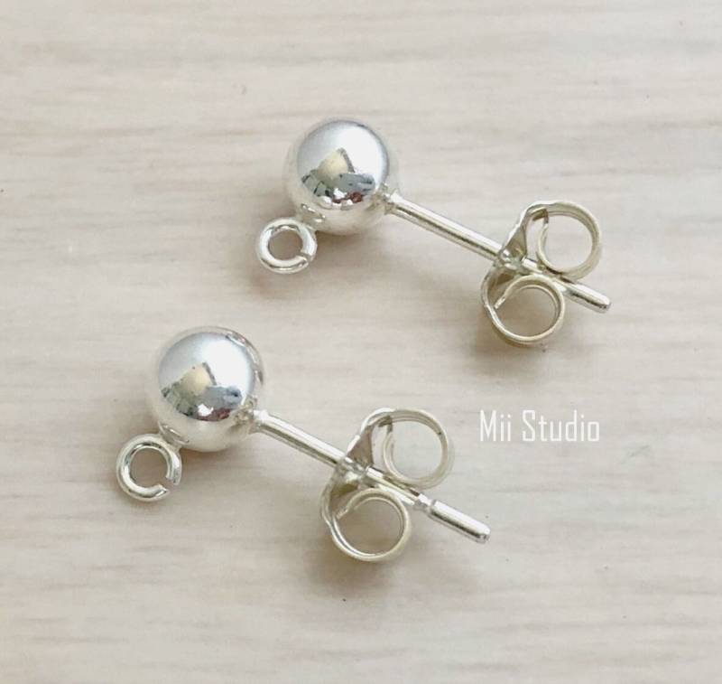 5mm Kugel Perle Ohrring Post 925 Helle Sterling Silber Ohr Mit Schmetterling Unterlage 10Pcs E72S 5mm Kugel Perle Ohrring Post 925 Helle Sterling Silber Ohr Mit Schmetterling Unterlage 10Pcs E72S von MiiStudio