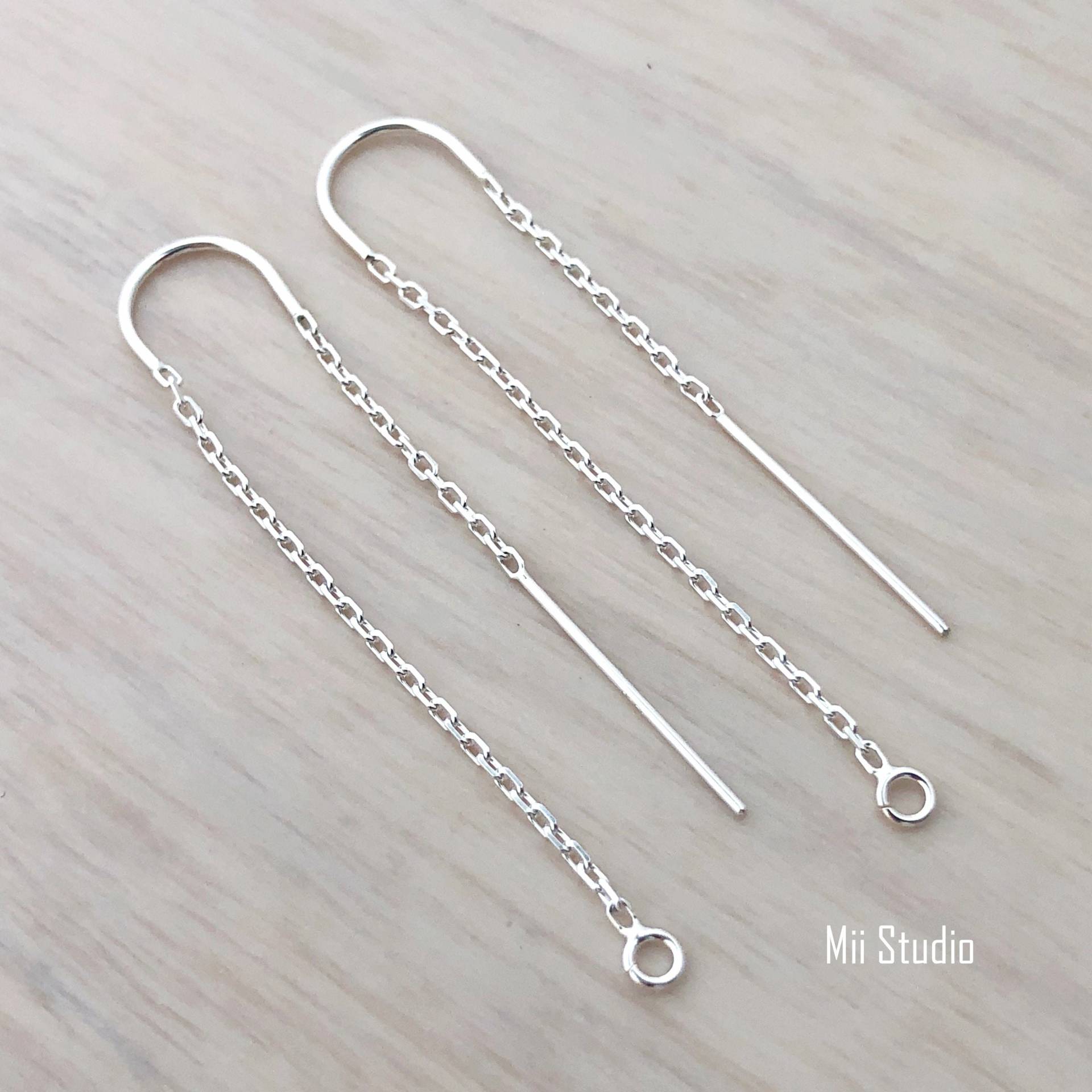 Helle Sterling Silber Diamant Schliff Ketten-Ohrfädler Ohrring Mit U Haken Ohrloch Schleife 4 Stück 10 E59S Helle Sterling Silber Diamant Schliff Ketten-Ohrfädler Ohrring Mit U Haken Ohrloch Schleife 4 Stück 10 E59S von MiiStudio