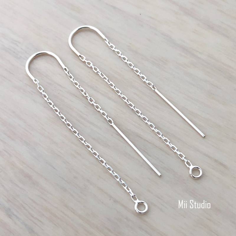 Helle Sterling Silber Diamant Schliff Ketten-Ohrfädler Ohrring Mit U Haken Ohrloch Schleife 4 Stück 10 E59S Helle Sterling Silber Diamant Schliff Ketten-Ohrfädler Ohrring Mit U Haken Ohrloch Schleife 4 Stück 10 E59S von MiiStudio