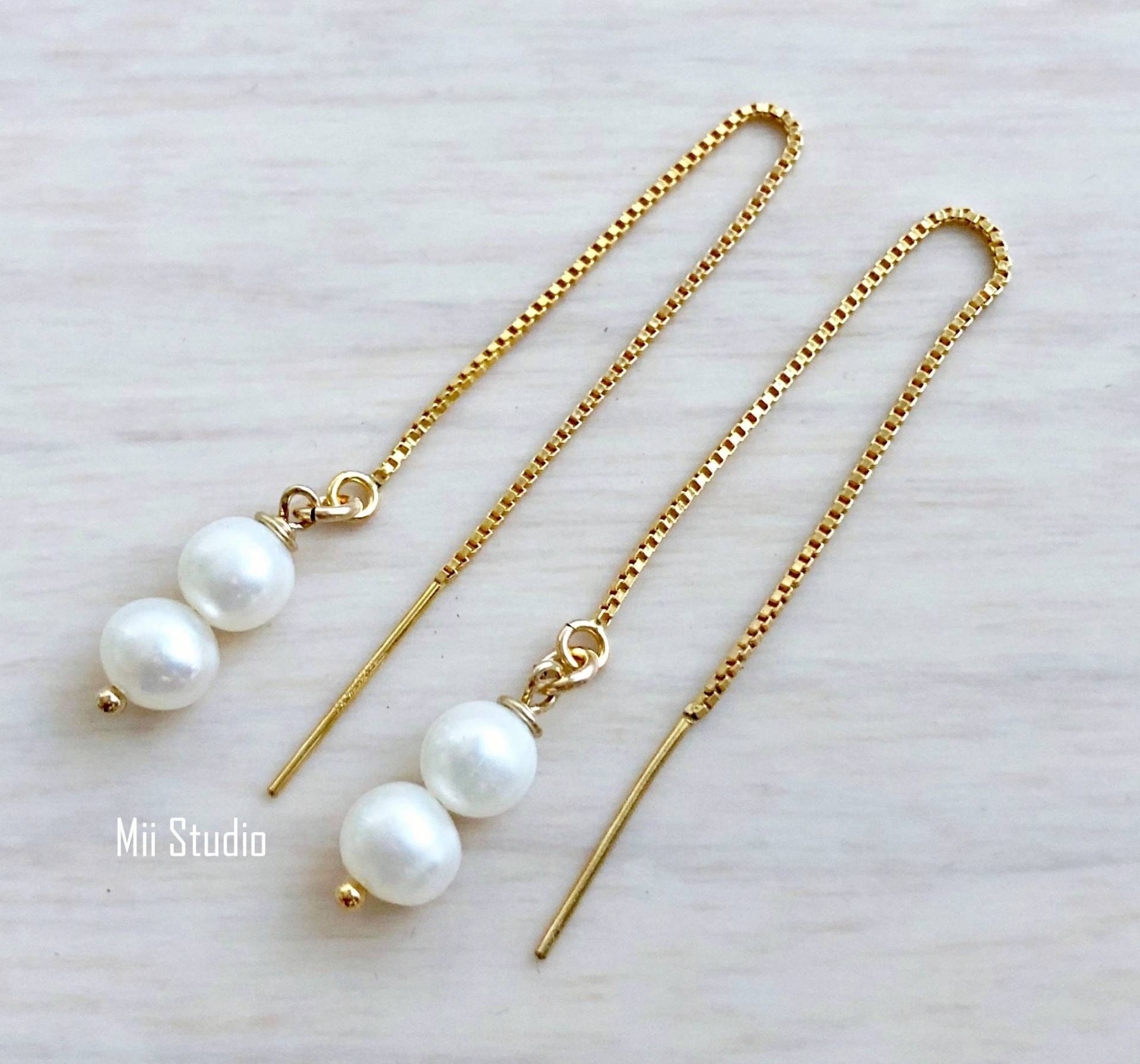 Süßwasser Perle Ohr Threader, 14K Gold Filled Ohrringe. Ms365 Süßwasser Perle Ohr Threader, 14K Gold Filled Ohrringe. Ms365 von MiiStudio