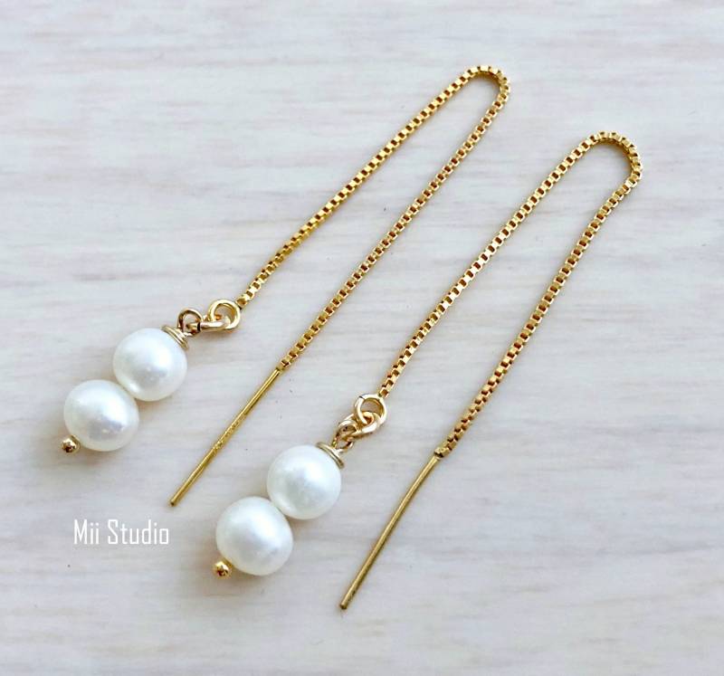 Süßwasser Perle Ohr Threader, 14K Gold Filled Ohrringe. Ms365 Süßwasser Perle Ohr Threader, 14K Gold Filled Ohrringe. Ms365 von MiiStudio