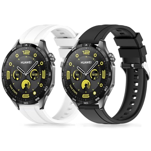 Miimall 2 Stück Band Kompatibel mit Huawei Watch GT4 Armband 41mm, Weiches Silikon Replacement Watch Strap Silikonarmband Herren Damen Silikon Ersatzarmband für Huawei Watch GT4-41mm von Miimall