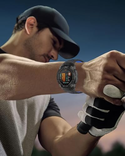 Miimall 26mm Ersatzband Kompatibel mit Instinct 3 Solar/Solar Tactical Edition Armband 50MM, Leichte Silikon Band für Instinct 3 AMOLED/AMOLED Tactical Edition Armbänd 50MM Damen Herren, Schwarz+Blau von Miimall