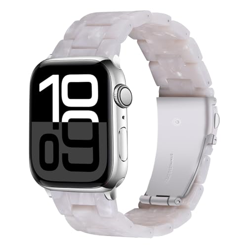 Miimall 38MM Harz Band Kompatibel mit Apple Watch 10 Armband 42mm Damen Herren, Verstellbares Ersatz Armband für 40mm Apple Watch SE 2 SE 6 5 4 Armbänder, Perlweiß Miimall 38MM Harz Band Kompatibel mit Apple Watch 10 Armband 42mm Damen Herren, Verstellbares Ersatz Armband für 40mm Apple Watch SE 2 SE 6 5 4 Armbänder, Perlweiß von Miimall