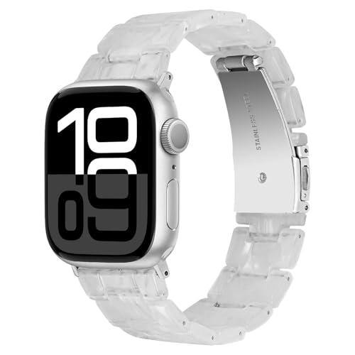 Miimall 38MM Harz Ersatz Armbänder Kompatibel mit Apple Watch 10 42mm Armband Damen Herren, Leichtes Hautfreundliches Ersatzarmband für iWatch Series 10 9 8 7 6 SE 5 4 3 2 1 Band, Transparente Miimall 38MM Harz Ersatz Armbänder Kompatibel mit Apple Watch 10 42mm Armband Damen Herren, Leichtes Hautfreundliches Ersatzarmband für iWatch Series 10 9 8 7 6 SE 5 4 3 2 1 Band, Transparente von Miimall