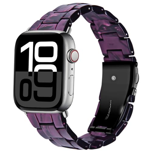 Miimall 38mm Harz Armband für 42MM Apple Watch10 Armbänder Damen Herren, Leichtes Hautfreundliches Ersatzarmband Kompatibel mit Apple Watch Series 10 9 8 7 6 SE 5 4 3 2 1 Band, Lila von Miimall