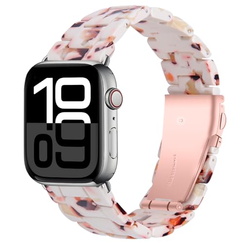 Miimall 38mm Harz Armband für 42MM Apple Watch10 Armbänder Damen Herren, Leichtes Hautfreundliches Ersatzarmband Kompatibel mit Apple Watch Series 10 9 8 7 6 SE 5 4 3 2 1 Band,Nougatfarbe von Miimall