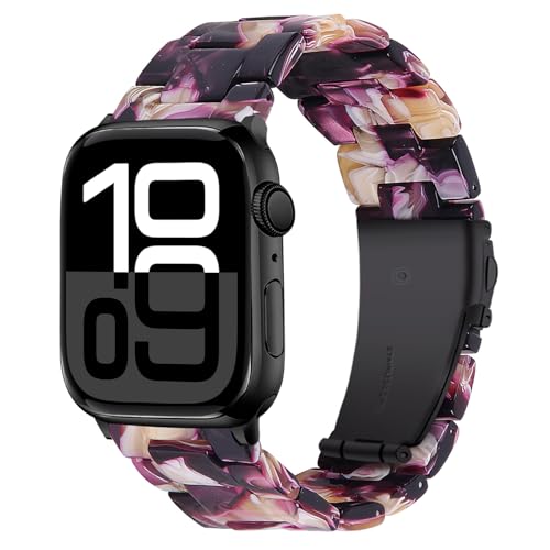 Miimall 42MM Ersatz Armbänder Kompatibel mit Apple Watch Series 10 46mm Armband, Harz Ersatzband mit Schnelllöseknopf für Apple Watch Series 3 2 1 42mm Damen Herren Band, Gemischtes Lila von Miimall