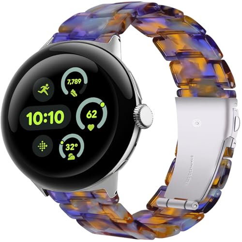 Miimall Resin Armband für 41mm Google Pixel Watch 1/2/3 Armband, Verstellbare Atmungsaktive Band für Google Pixel Watch 3 41MM Herren Damen, Blauer Eisozean von Miimall