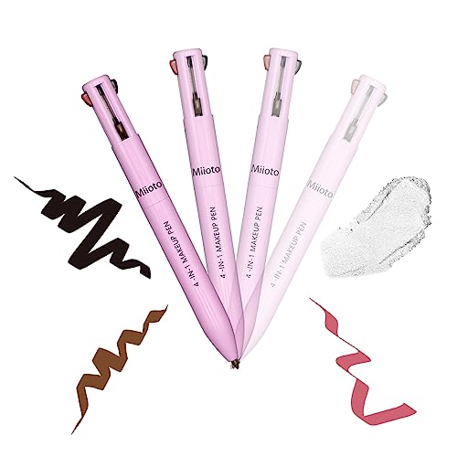 4 in 1 Makeup Pen, 4 Farben Augen Make-Up Stifte, Multifunktionaler Kosmetikstift Wasserfester Makeup Beauty Pencil, Augenbrauenstift & Eyeliner & Lipliner & Textmarker (#2) von Miioto