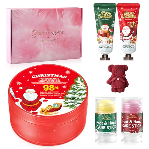 Handcreme Mini Weihnachten, Anti-Cracking Hand Fußcreme, Granatapfel-Feuchtigkeitsgel, Geschirrtücher Weihnachten, Geschenkset Weihnachten, Kleine Weihnachtsgeschenke Familie und Freunde von Miioto