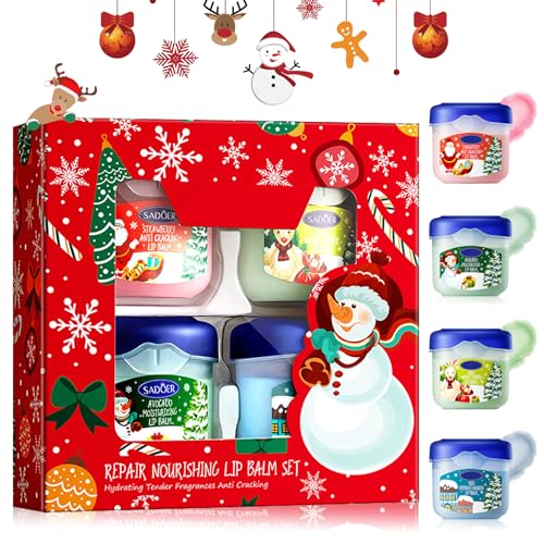 Miioto 4 Stück Feuchtigkeitsspendender Lippenbalsam, Lippenbalsam Set, Verblassende Lippenlinien, Lip Sleeping Mask, Hydrating Lip Balm Set für Lippenpeeling, Nährende Lippenpflege von Miioto
