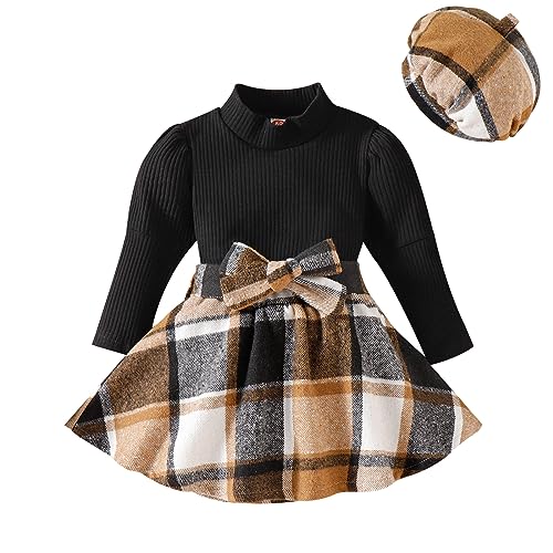 Miipat Baby Mädchen Kleidung Set Kleinkind Herbst Winter Bekleidungssets Stricken Langarm Pullover Tops und Minirock Outfits 90 12-18 Monate von Miipat