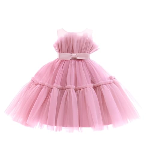 Miipat Baby Mädchen Kleid Ärmellos Kleinkind Tülle Prinzessin Kleider für Party Geburtstag Hochzeit Staubrosa 90 18-24 Monate von Miipat