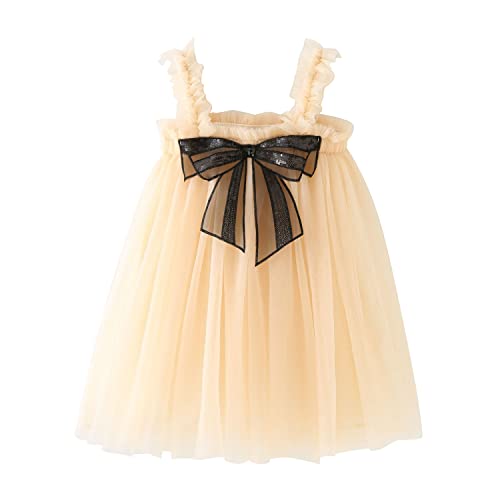 Miipat Baby Mädchen Kleid Ärmellos Schmetterling Prinzessin Tüllkleid Kleinkind Mädchen Blumenmädchenkleider Hochzeit Geburtstag Partykleid Gelb 80 12-18 Monate von Miipat