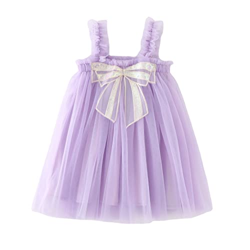 Miipat Baby Mädchen Kleid Ärmellos Schmetterling Prinzessin Tüllkleid Kleinkind Mädchen Blumenmädchenkleider Hochzeit Geburtstag Partykleid Hellviolett 80 12-18 Monate von Miipat