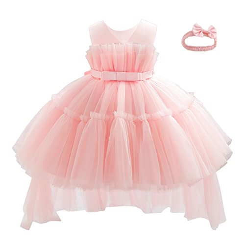 Miipat Baby Mädchen Kleid Tülle Prinzessin Kleider mit Stirnband für Party Festlich Geburtstag Hochzeit Rosa 100 2-3 Jahre von Miipat