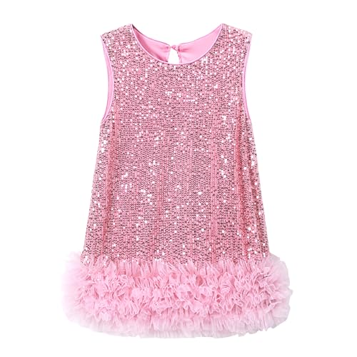 Miipat Baby Mädchen Kleid Pailletten Tüll Kleinkind Mädchen Kleider Elegante Prinzessin Kinder Kleid für Geburtstagsfeier Hochzeit（Hellrosa 100 2-3 Jahre） von Miipat