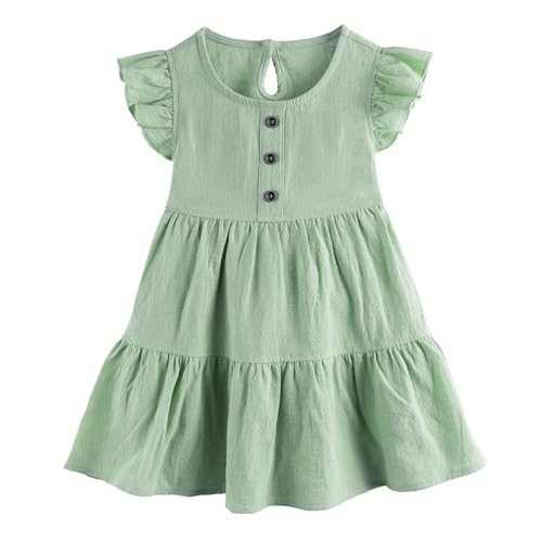 Miipat Baby Mädchen Kleid Sommer Ärmellos Rüschen Halterneck Kleinkind Mädchen Party Strandröcke Freizeitkleidung Grün 90 18-24 Monate von Miipat