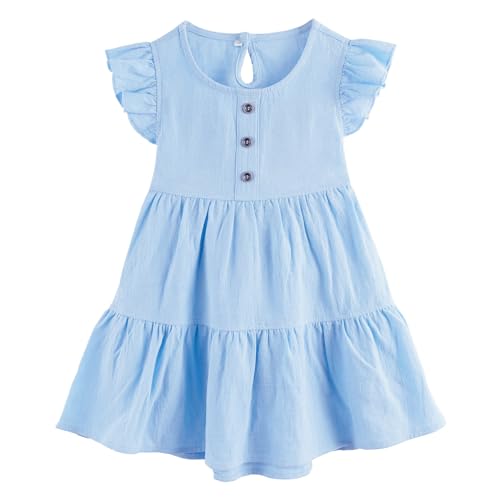 Miipat Baby Mädchen Kleid Sommer Ärmellos Rüschen Halterneck Kleinkind Mädchen Party Strandröcke Freizeitkleidung Himmelblau 110 3-4 Jahres von Miipat
