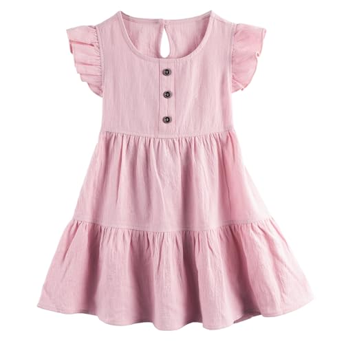 Miipat Baby Mädchen Kleid Sommer Ärmellos Rüschen Halterneck Kleinkind Mädchen Party Strandröcke Freizeitkleidung Rosa 110 3-4 Jahres von Miipat