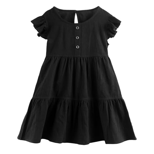 Miipat Baby Mädchen Kleid Sommer Ärmellos Rüschen Halterneck Kleinkind Mädchen Party Strandröcke Freizeitkleidung Schwarz 100 2-3 Jahres von Miipat