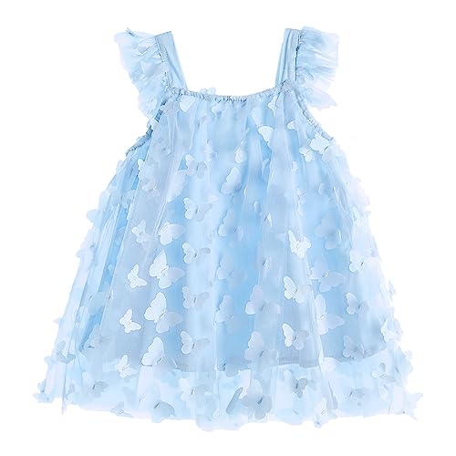 Miipat Baby Mädchen Kleid Sommer Schmetterlingsärmel Festlich Prinzessin Tüllkleid Hellblau 80 12-18 Monate von Miipat