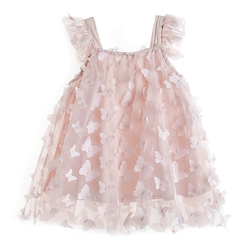 Miipat Baby Mädchen Kleid Sommer Schmetterlingsärmel Festlich Prinzessin Tüllkleid Hellrosa 90 18-24 Monate von Miipat