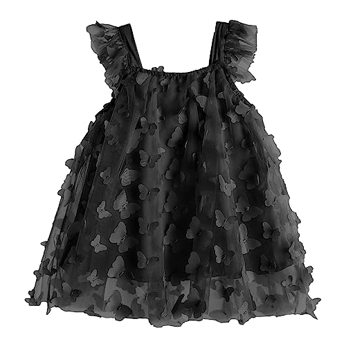 Miipat Baby Mädchen Kleid Sommer Schmetterlingsärmel Festlich Prinzessin Tüllkleid Schwarz 90 18-24 Monate von Miipat